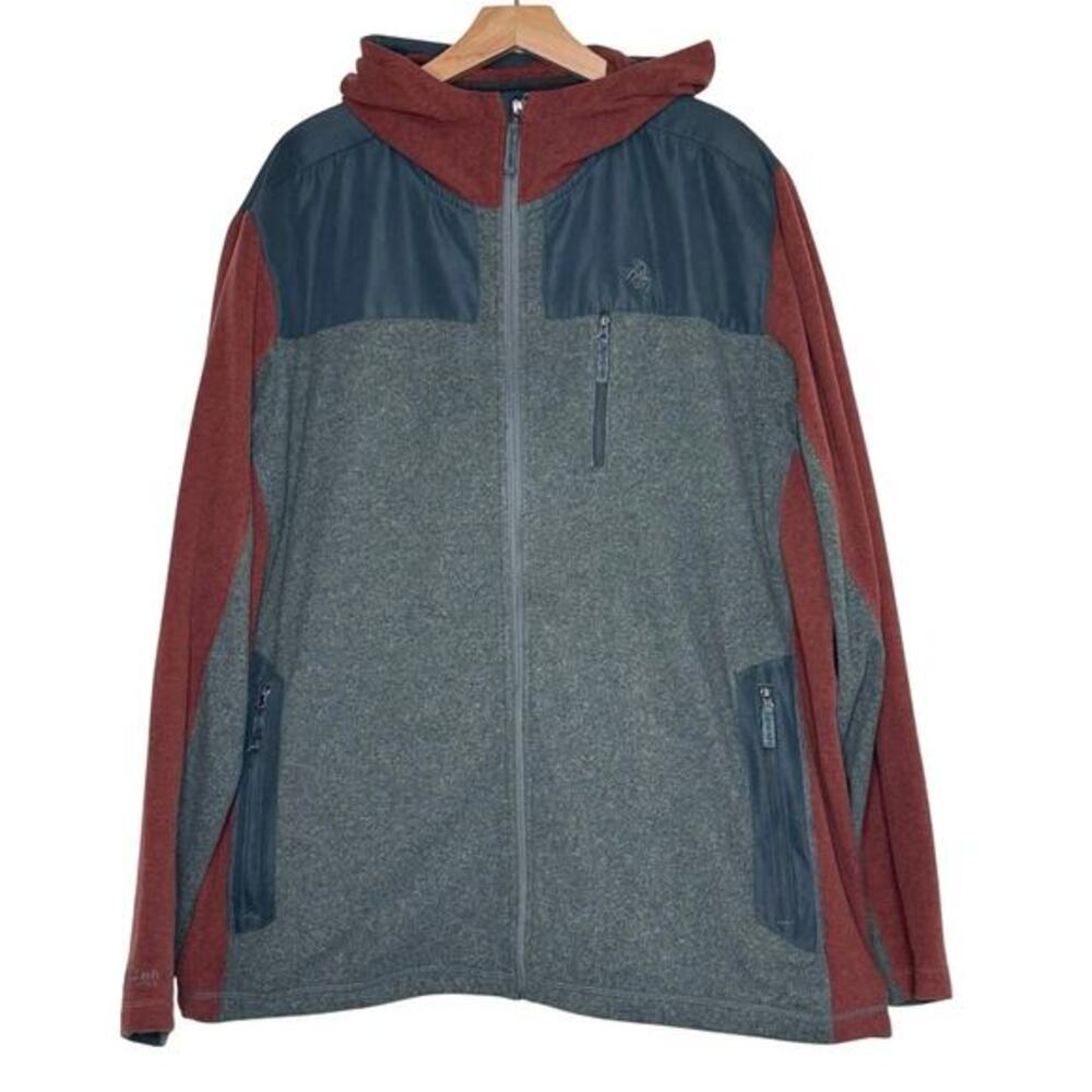 Legendary Whitetails Full Zip Hoodie XLT Gray Burgundy Colorblock Fleece Jacket